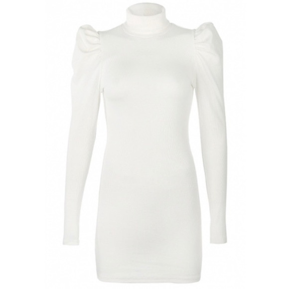 HP✨NEW White Puff SleeveTurtleneck Sweater Dress - Picture 4 of 7